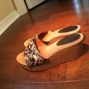 Coach Joanne Camo Cork Wedge Sandal 9B